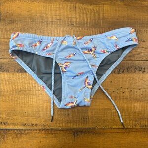 Jolyn Andy Blue Bikini Bottom Parrot Print